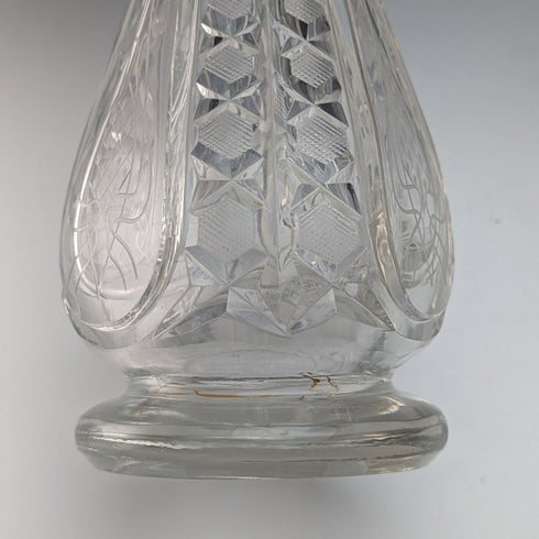 1915 年英國仿古切割玻璃大花瓶,純銀裝飾 Walker&Hall